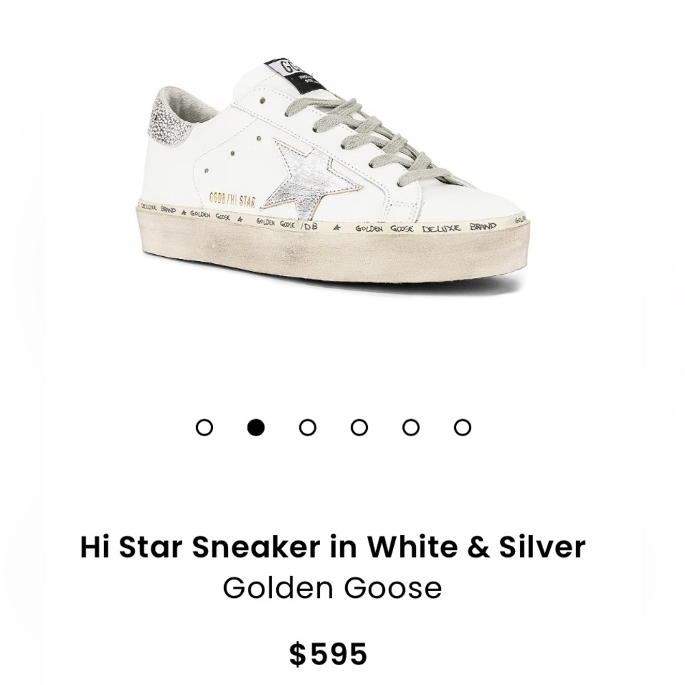 Golden Goose Hi Star Sneaker in White & Silver